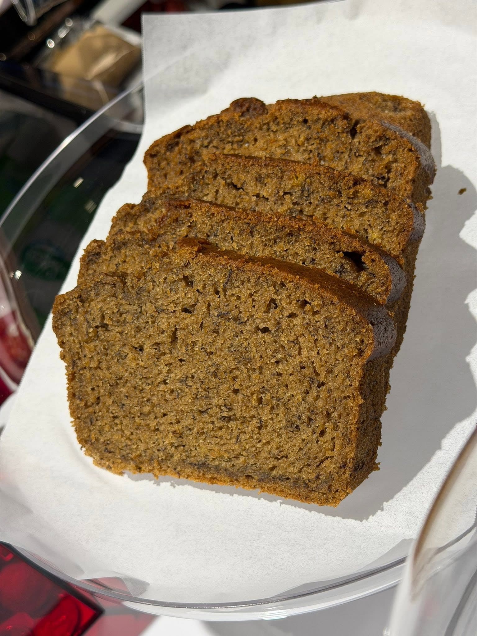 Sliced banana loaf served at Aftrhours Cafe.